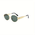 Trendy Unisex Oval Metal Frame Sunglasses TY1096-green