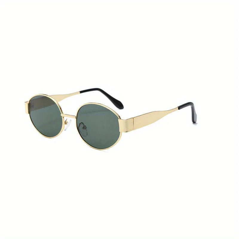 Trendy Unisex Oval Metal Frame Sunglasses TY1096-green