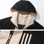 Men's Colour-Blocked Hooded Overcoat Jacket