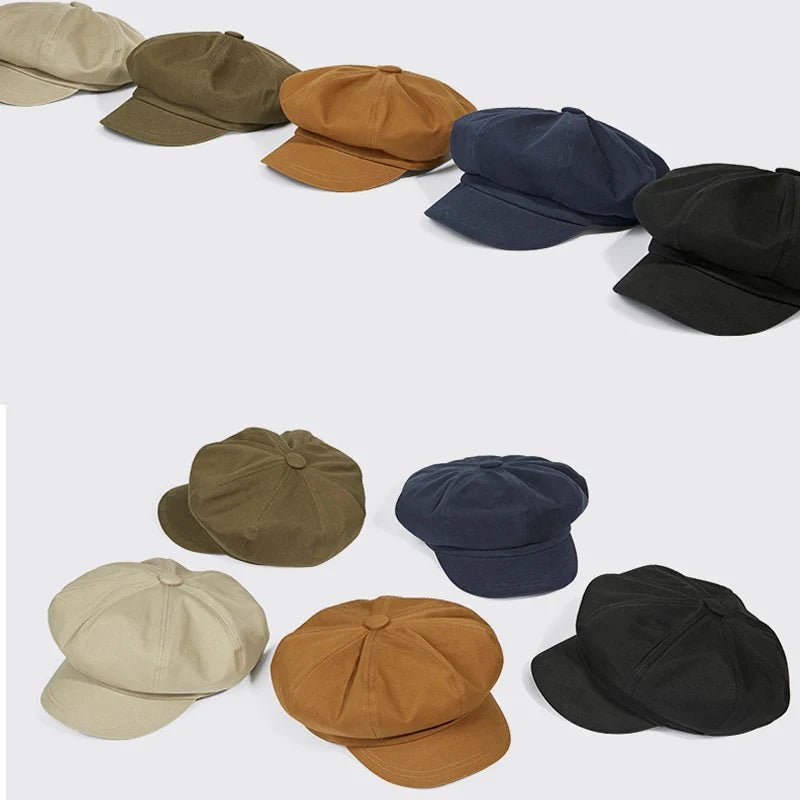 Unisex Adjustable Vintage Cotton Beret & Octagonal Newsboy Cap-MODAUTLET
