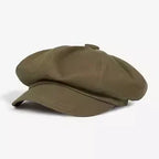 Unisex Adjustable Vintage Cotton Beret & Octagonal Newsboy Cap Army Green