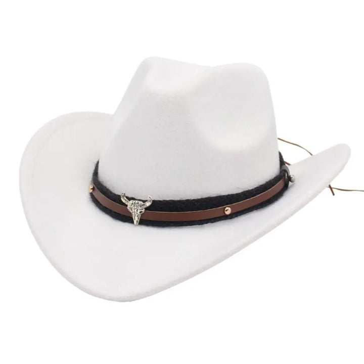 Western Cowboy Hat – Jazz Knight Felt Hat with Bull Décor-MODAUTLET