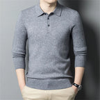 Men's Classic Polo Sweater - Stylish Knit Top for Casual Wear Grey