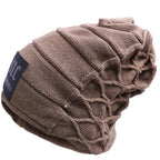 Unisex Knitted Beanie with Label Khaki 55cm-60cm