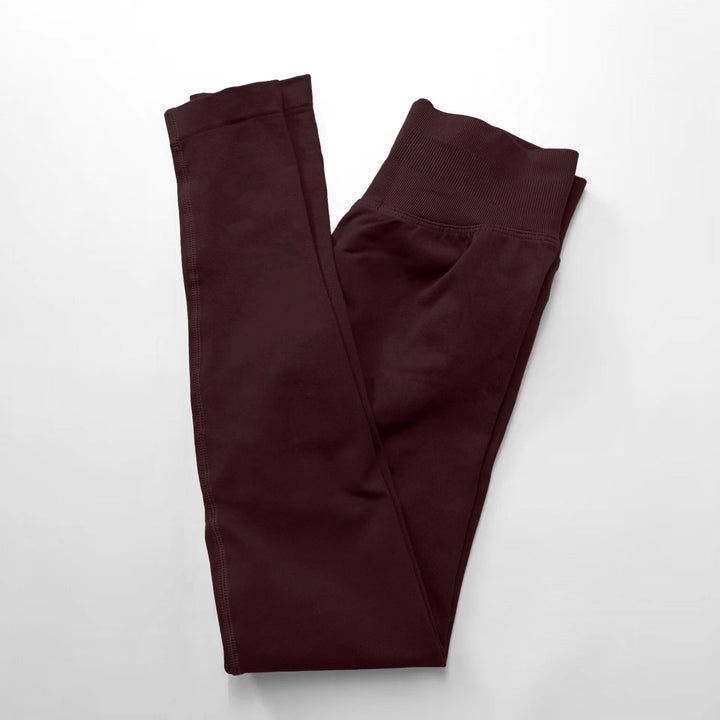 Women's Seamless Yoga Leggings with Low Rib Waistband for Fitness Deep Coffee