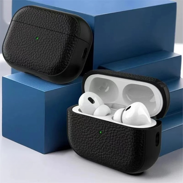 Premium Leather AirPods Case Black