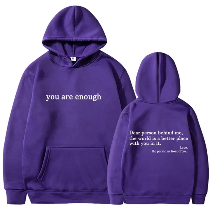 Trendy Unisex "You Are Enough" Retro Hoodie for Men and Women