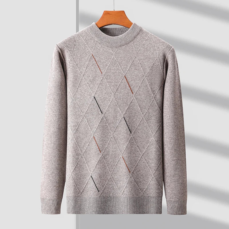 Men's Merino Wool Sweater - Premium Quality Knitwear Beige