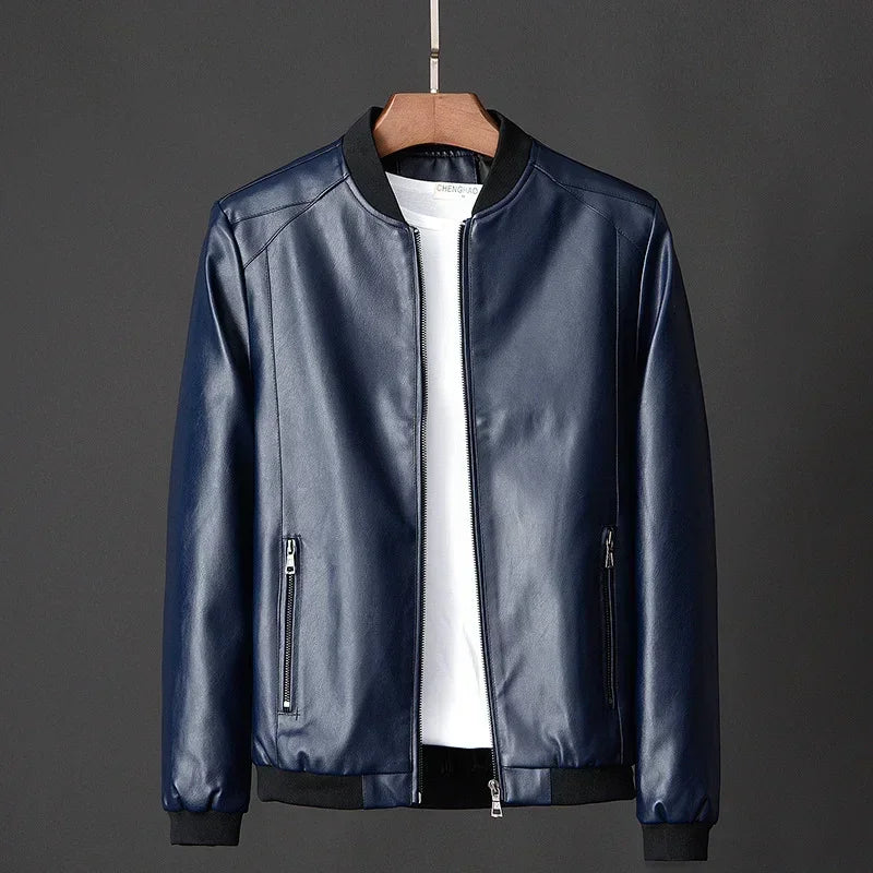 Men's Ashford Leather Jacket - Stylish and Durable Outerwear Navy
