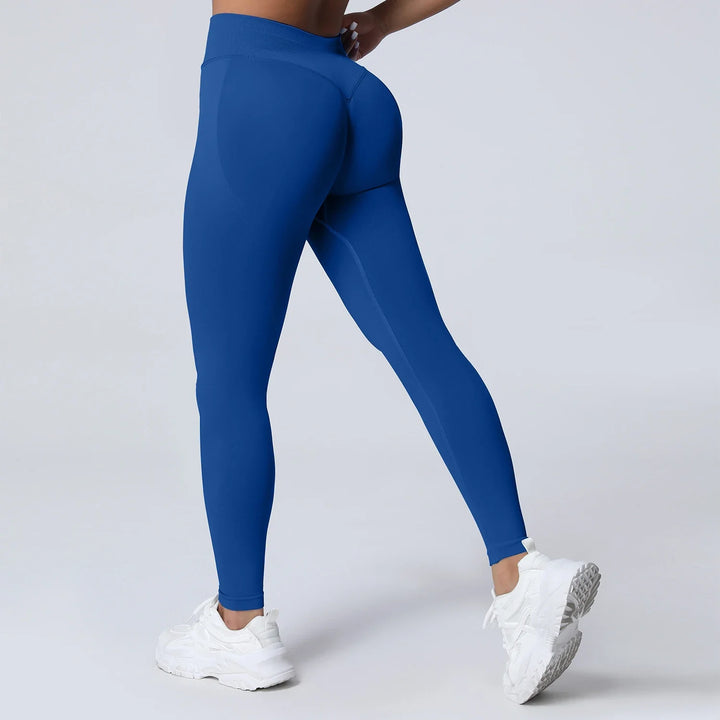 Women's Push-Up Low-Rise Seamless Yoga Leggings for Fitness Deep Sea