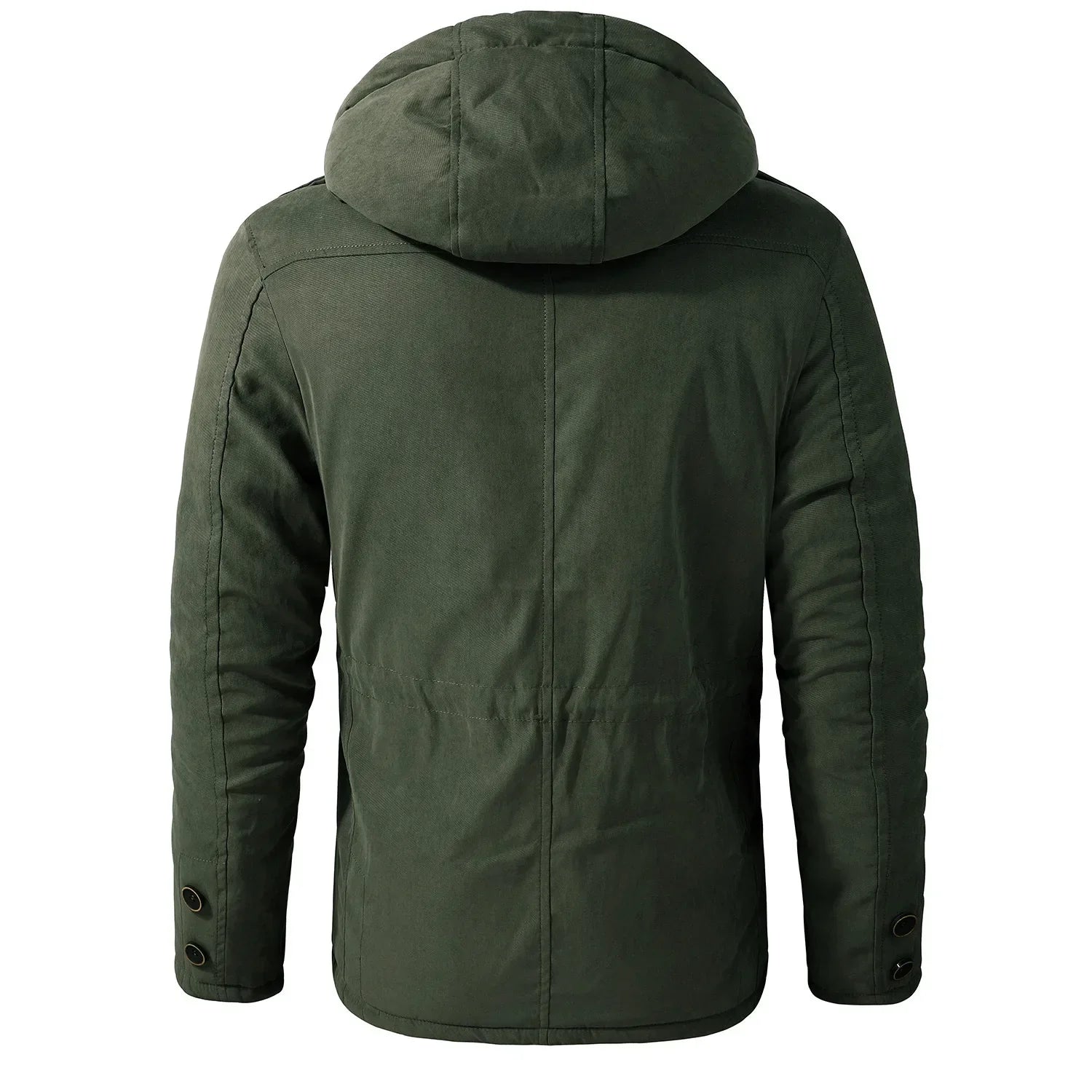 Men's Thickened Hooded Fleece-Lined Cotton Parka – Mid-Length Winter Coat with Multiple Pockets