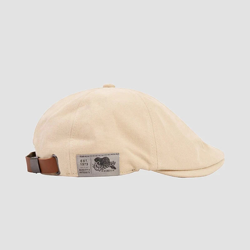 Vintage Cotton Ivy Flat Cap – Unisex Adjustable Beige 55 - 60 cm