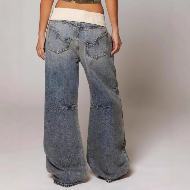 Baggyjeans för dam med låg midja och vida ben