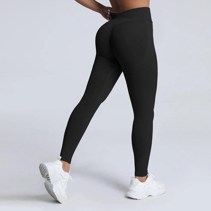 Women's Push-Up Low-Rise Seamless Yoga Leggings for Fitness Black