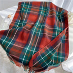 Plaid Velour Cashmere Scarf