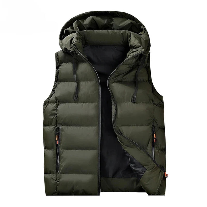 Men's Quilted Hooded Vest - Essential Warm Layer for Winter