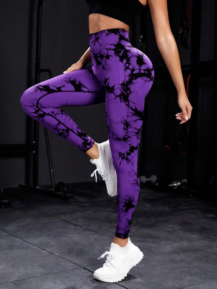 Women's High Waist Seamless Yoga Pants, Push-Up Sports Leggings Purple
