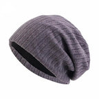 Double-Layer Wheat-Spike Knit Beanie Hat Gray