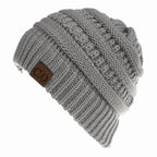 Cozy Stretch Knit Messy Bun Beanie