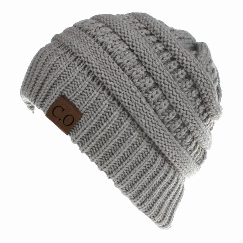 Cozy Stretch Knit Messy Bun Beanie