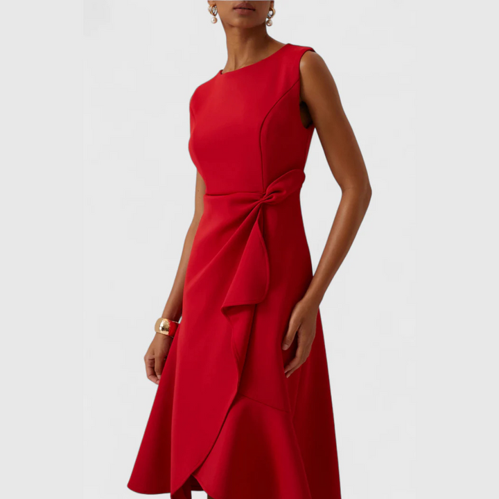 Drapiertes asymmetrisches Midikleid für Damen