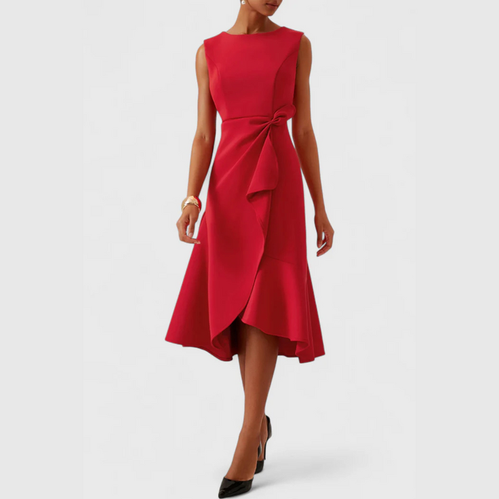 Drapiertes asymmetrisches Midikleid für Damen