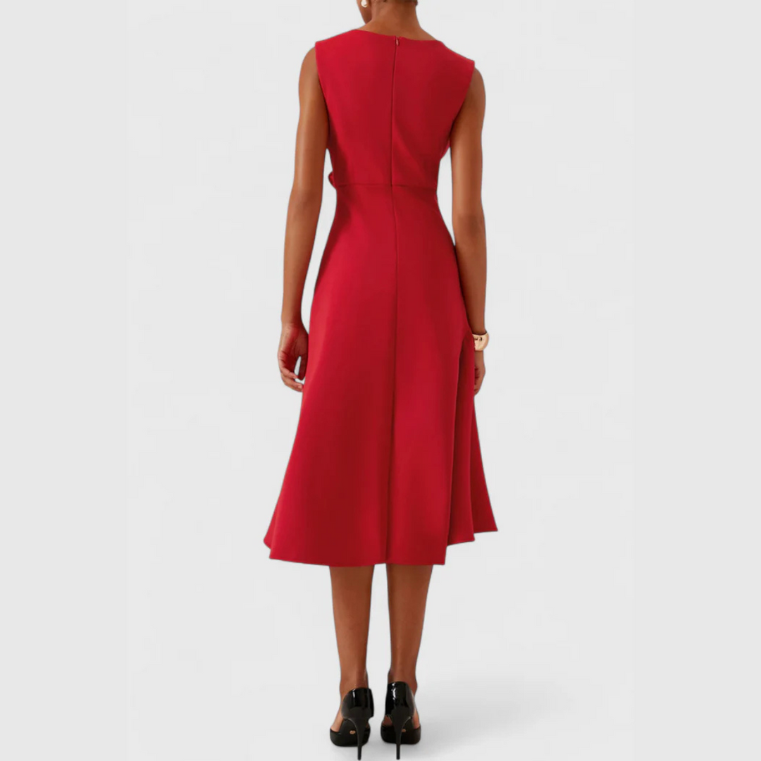 Drapiertes asymmetrisches Midikleid für Damen