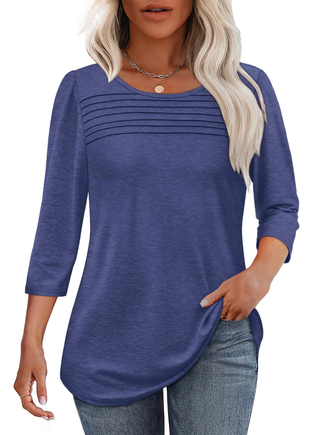 Womens Stylish Pleat Top-MODAUTLET