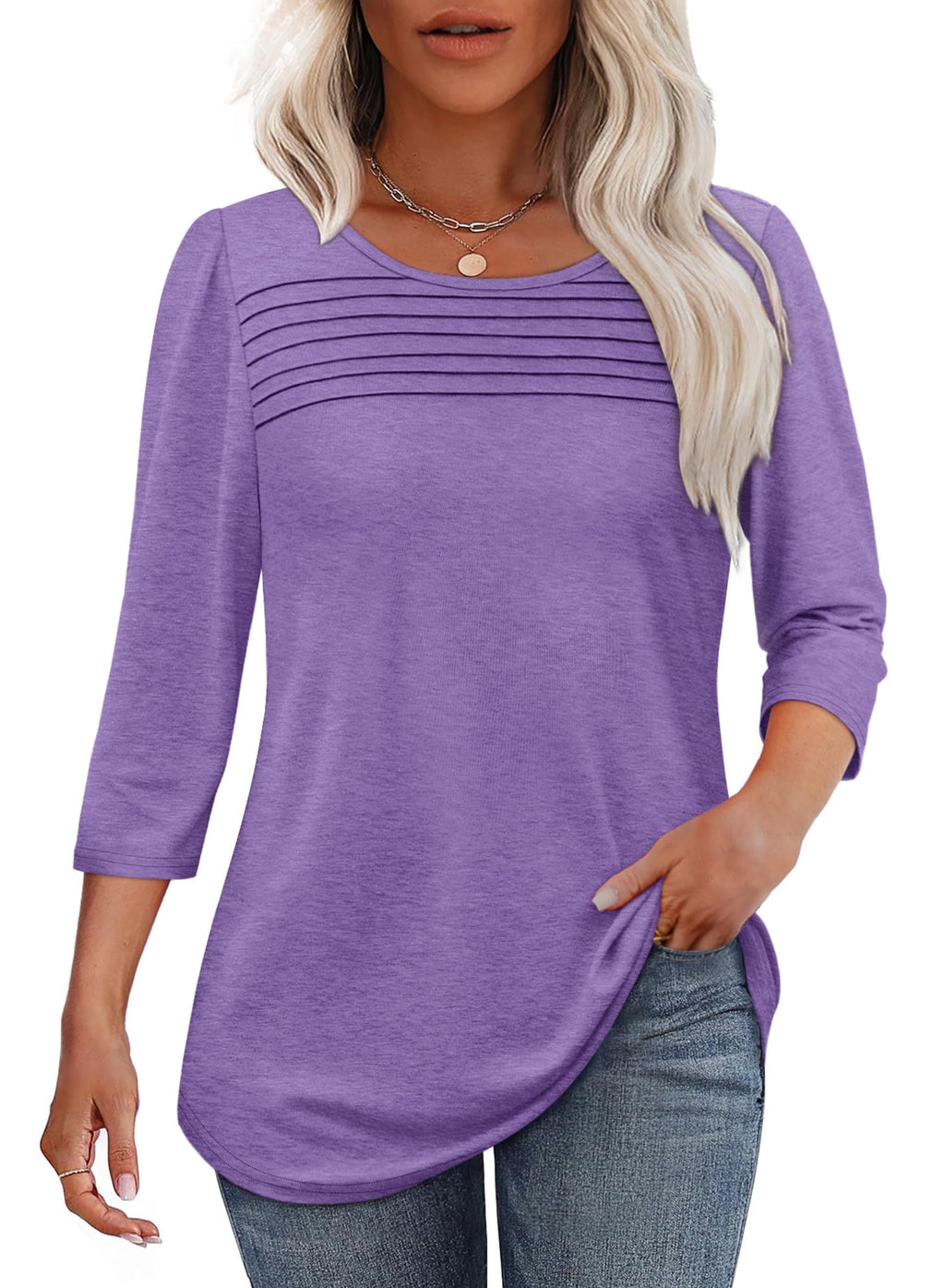 Womens Stylish Pleat Top Purple