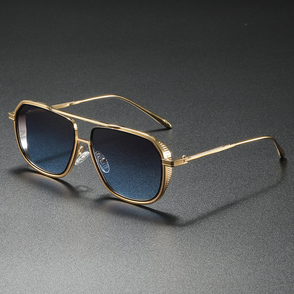 Stylish Aviator Sunglasses for Ultimate UV Protection Gold Blue