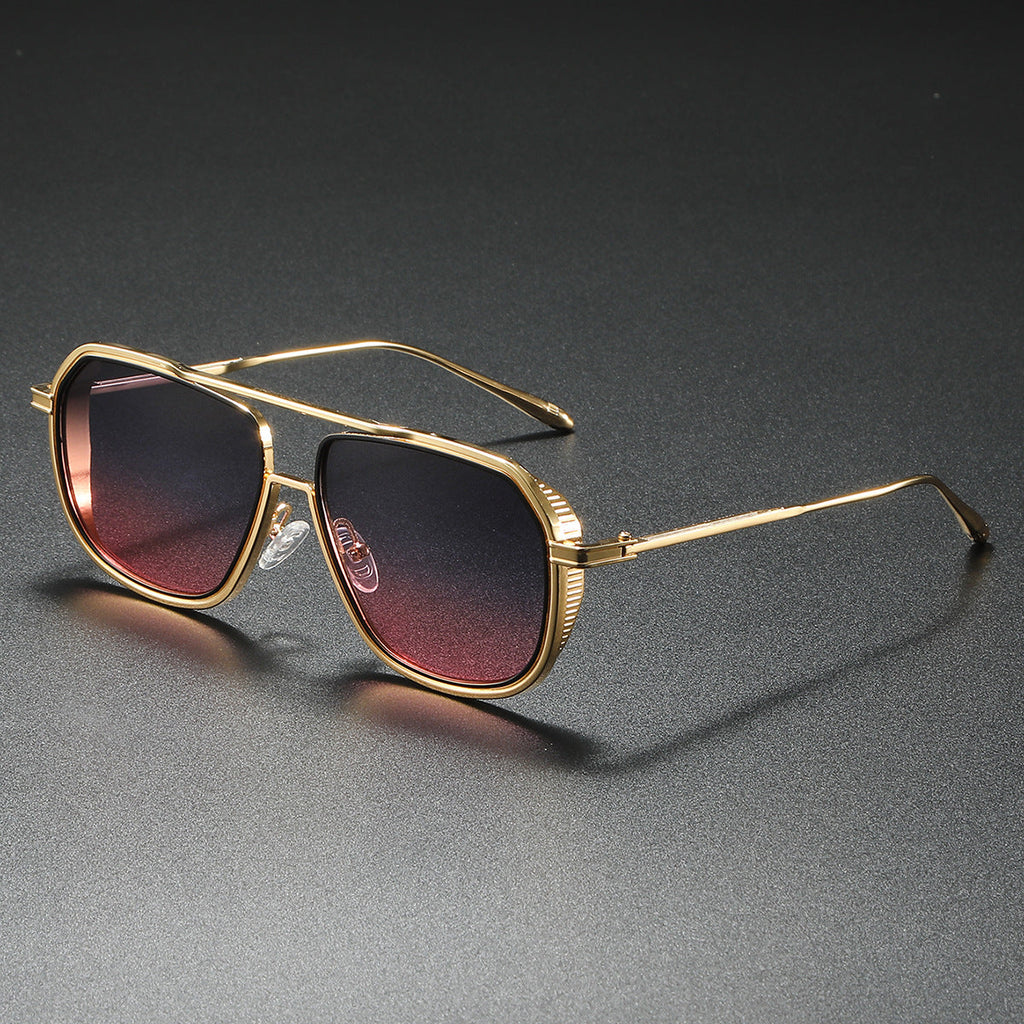 Stylish Aviator Sunglasses for Ultimate UV Protection Gold Red
