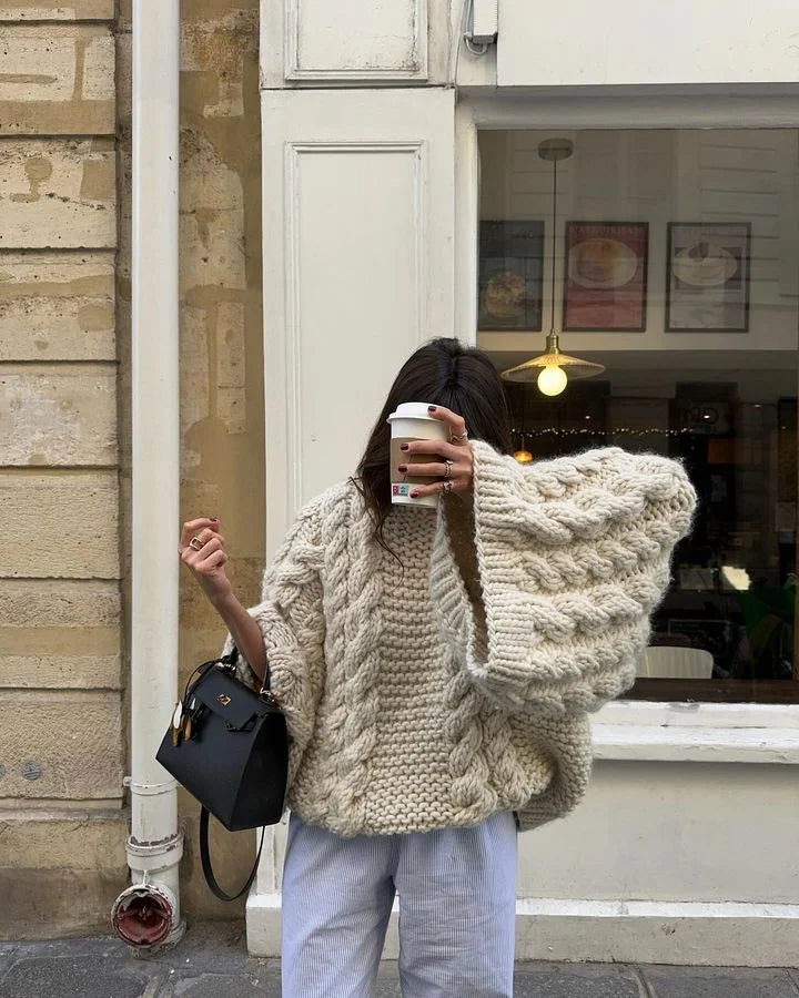 Women’s Oversized Khaki Sweater – Cozy Loose-Fit Knit Pullover for Autumn & Winter-MODAUTLET