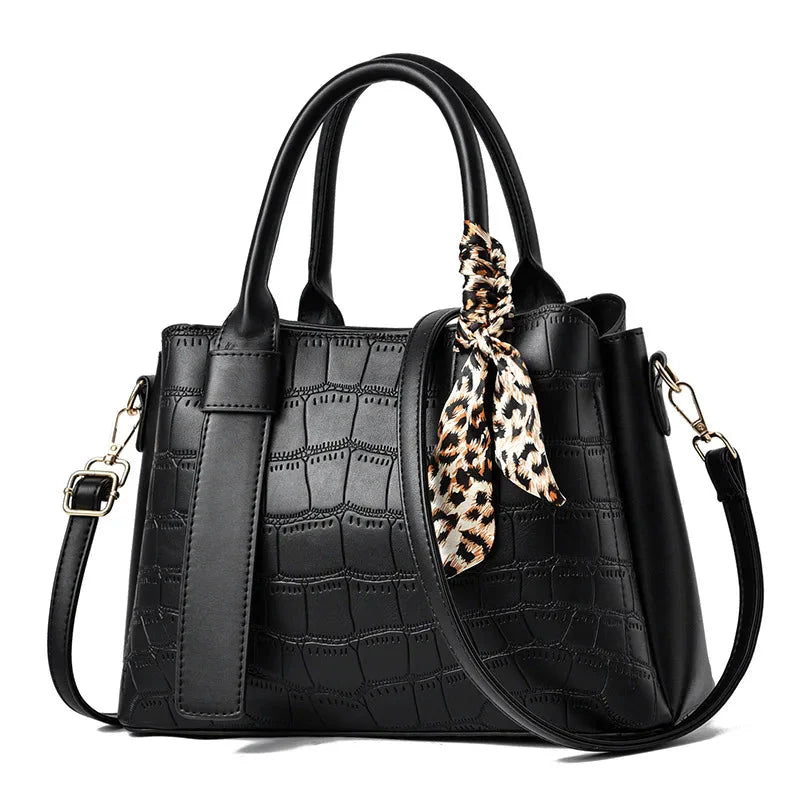 Structured Embossed Tote Bag for Women – Elegant & Versatile Design Black