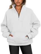 Women's Cozy Quarter-Zip Pullover Sweatshirt White