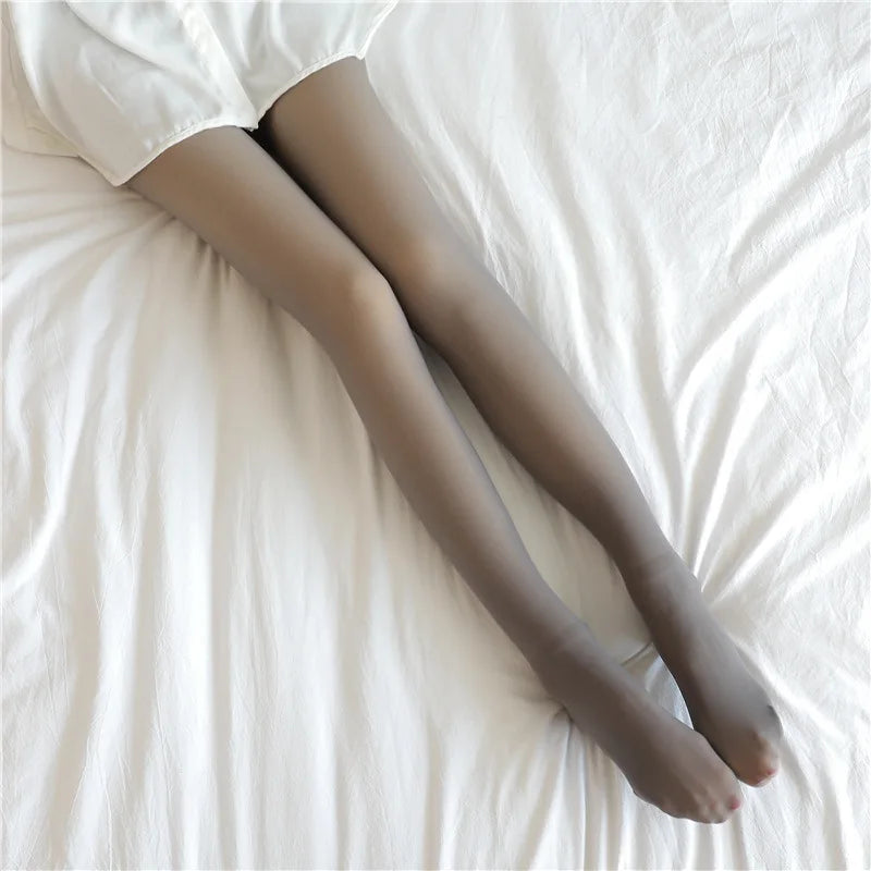 Women's Warm Stretch Thermal Fleece Leggings for Winter Wear Grey Pantyhose