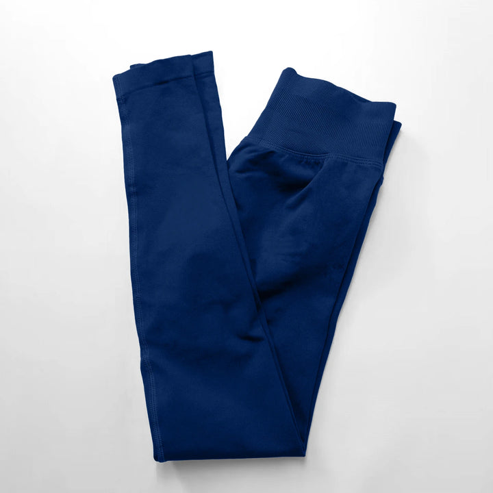 Women's Seamless Yoga Leggings with Low Rib Waistband for Fitness Ink Blue