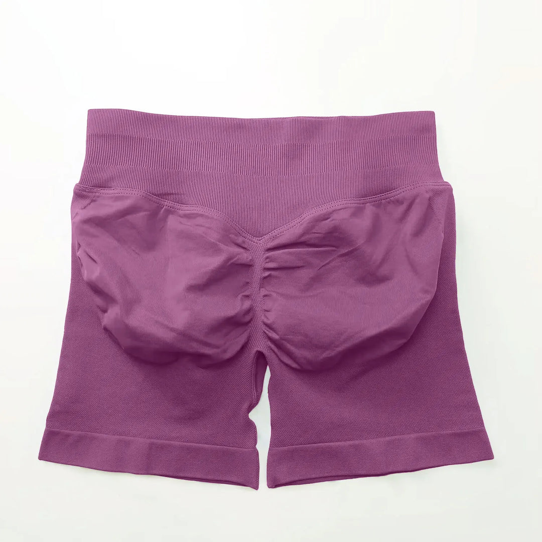 Women's Fitness Biker Shorts with Low Ribbed Band for Gym Workouts