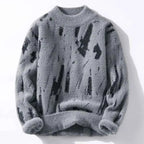 Abstract Pattern Knit Sweater - Cozy Winter Essential Grey