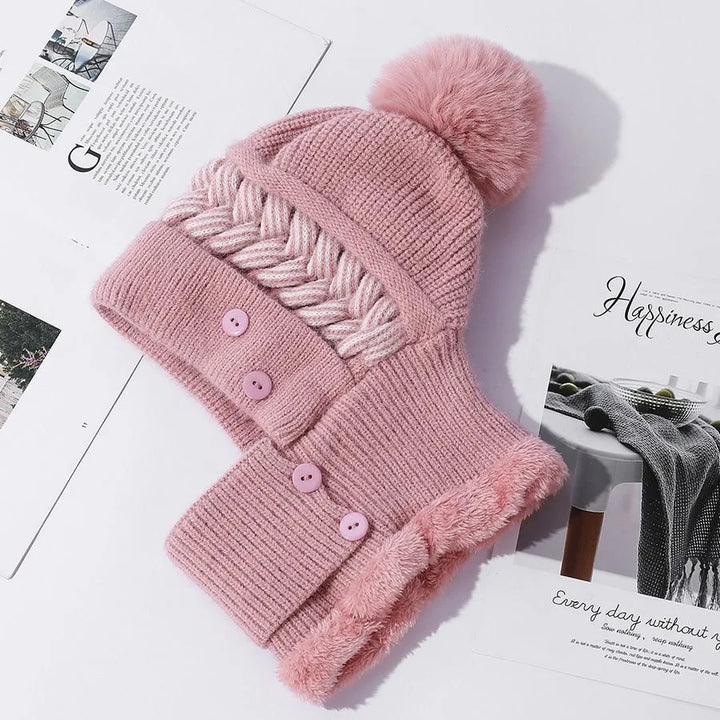 Cozy Fur-Lined Pompom Beanie-MODAUTLET