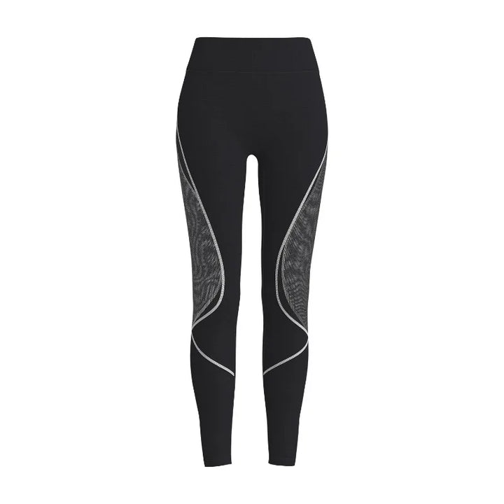 Women's High-Waist Color-Block Mesh Yoga Pants for Workouts
