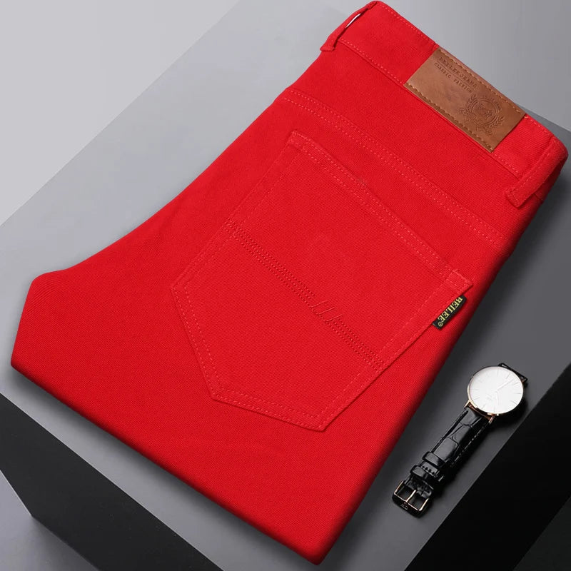 Men's Casual Jeans - Stylish and Comfortable Fit Red