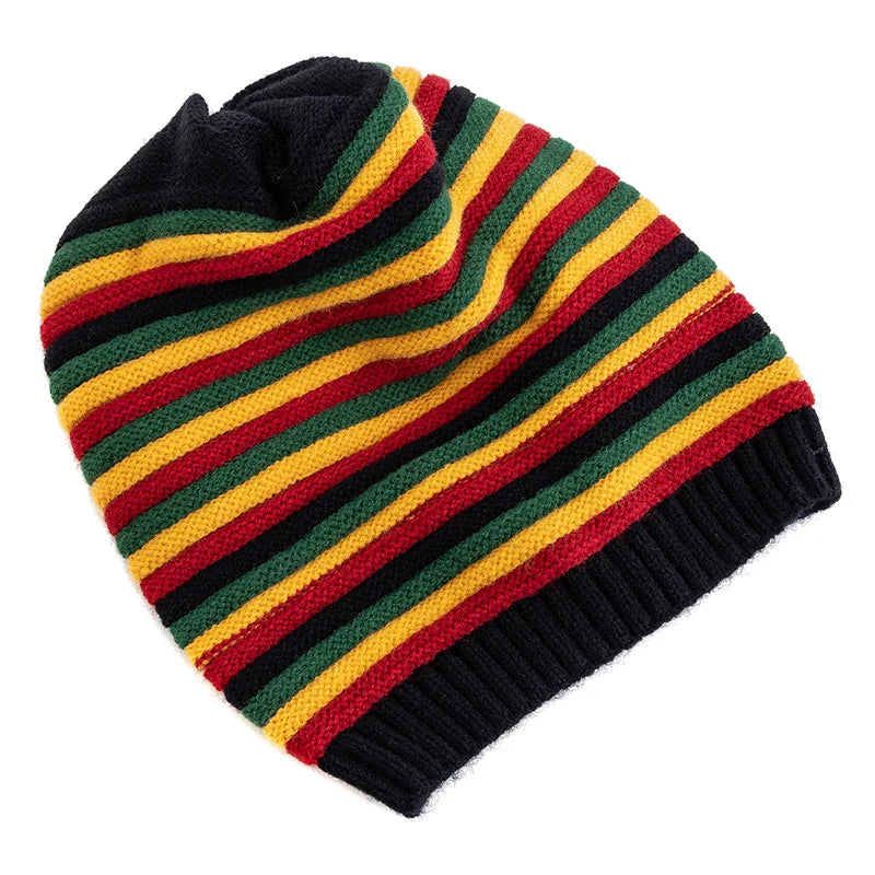Striped Knitted Slouchy Winter Beanie for Women-MODAUTLET