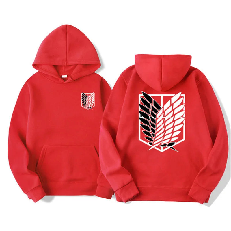 Unisex Attack on Titan Hoodie – Anime Graphic Pullover for Men & Women Red
