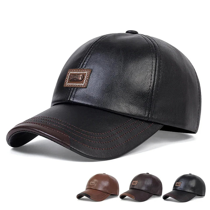 Authentic Cowhide Leather Dad Cap-MODAUTLET