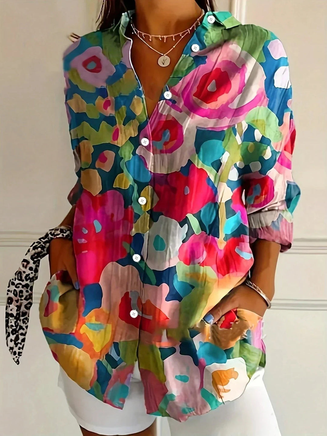 Women's Colorful Pattern Blouse-MODAUTLET