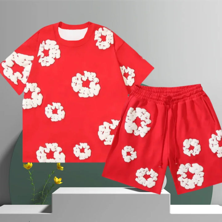 Men's Denim Tears Cotton Flower 3D Printed Shorts Set-MODAUTLET
