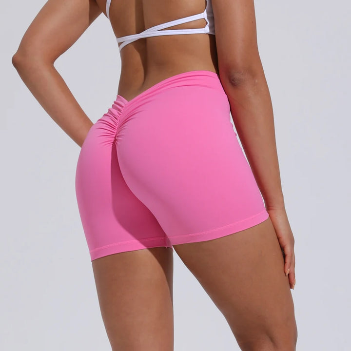 Women's High Waisted V-Back Yoga Shorts for Fitness and Training