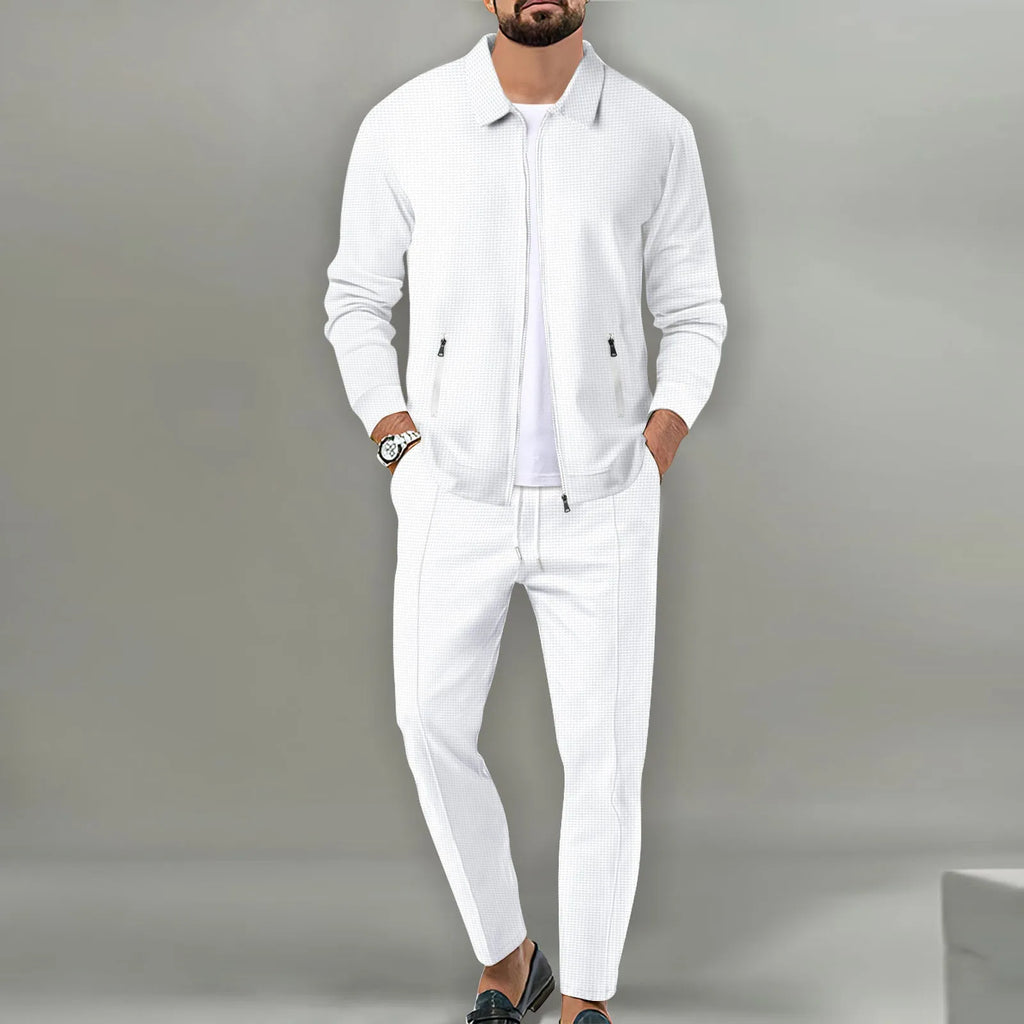 Stephen | Soft Waffle Casual Outerwear Set White