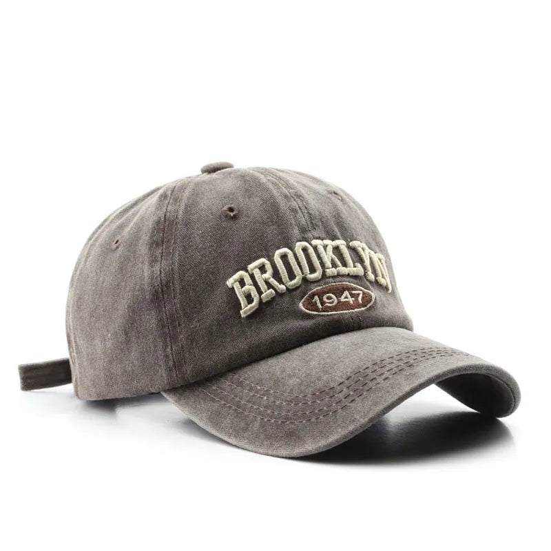 Adjustable Retro Brooklyn Embroidered Baseball Cap Coffee