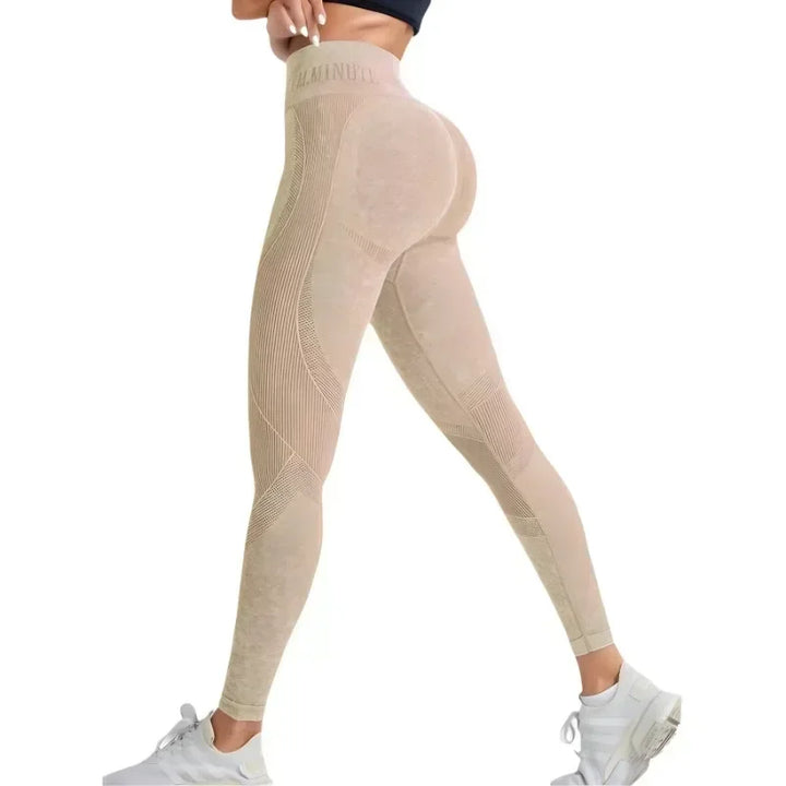 Women's High-Waisted Seamless Yoga Pants with Cool Lettering